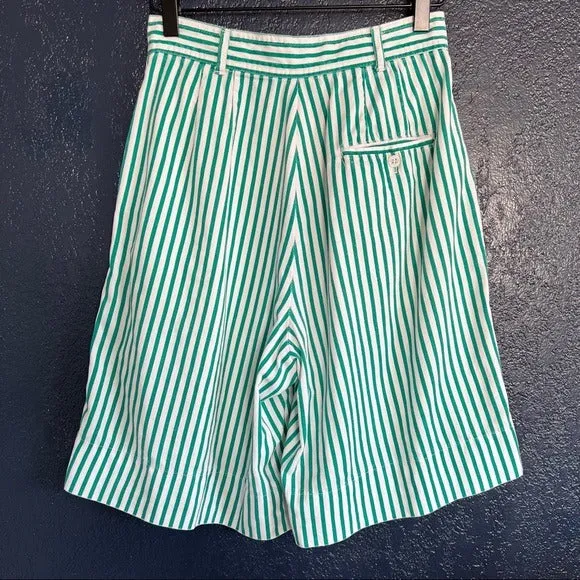 Vintage Eddie Bauer Pinstripe Long High Waisted Pleated Front Trouser Shorts