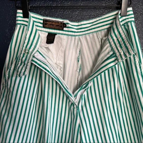 Vintage Eddie Bauer Pinstripe Long High Waisted Pleated Front Trouser Shorts