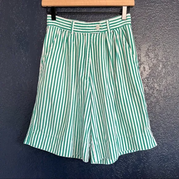Vintage Eddie Bauer Pinstripe Long High Waisted Pleated Front Trouser Shorts